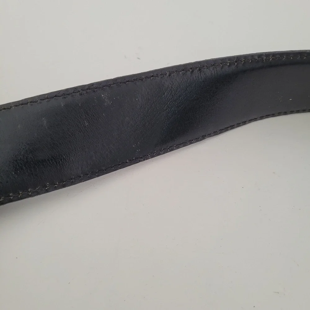 Gucci Guccissima Black Leather Belt 146429 Square Buckle Size 90 36 Mens